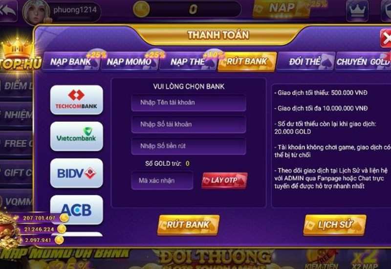 Hướng dẫn các bước rút tiền từ Mio99